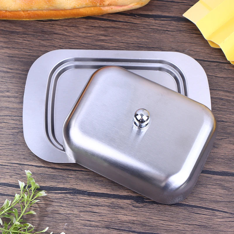 Butter Dish w/ Lid Retro French Stainless Steel