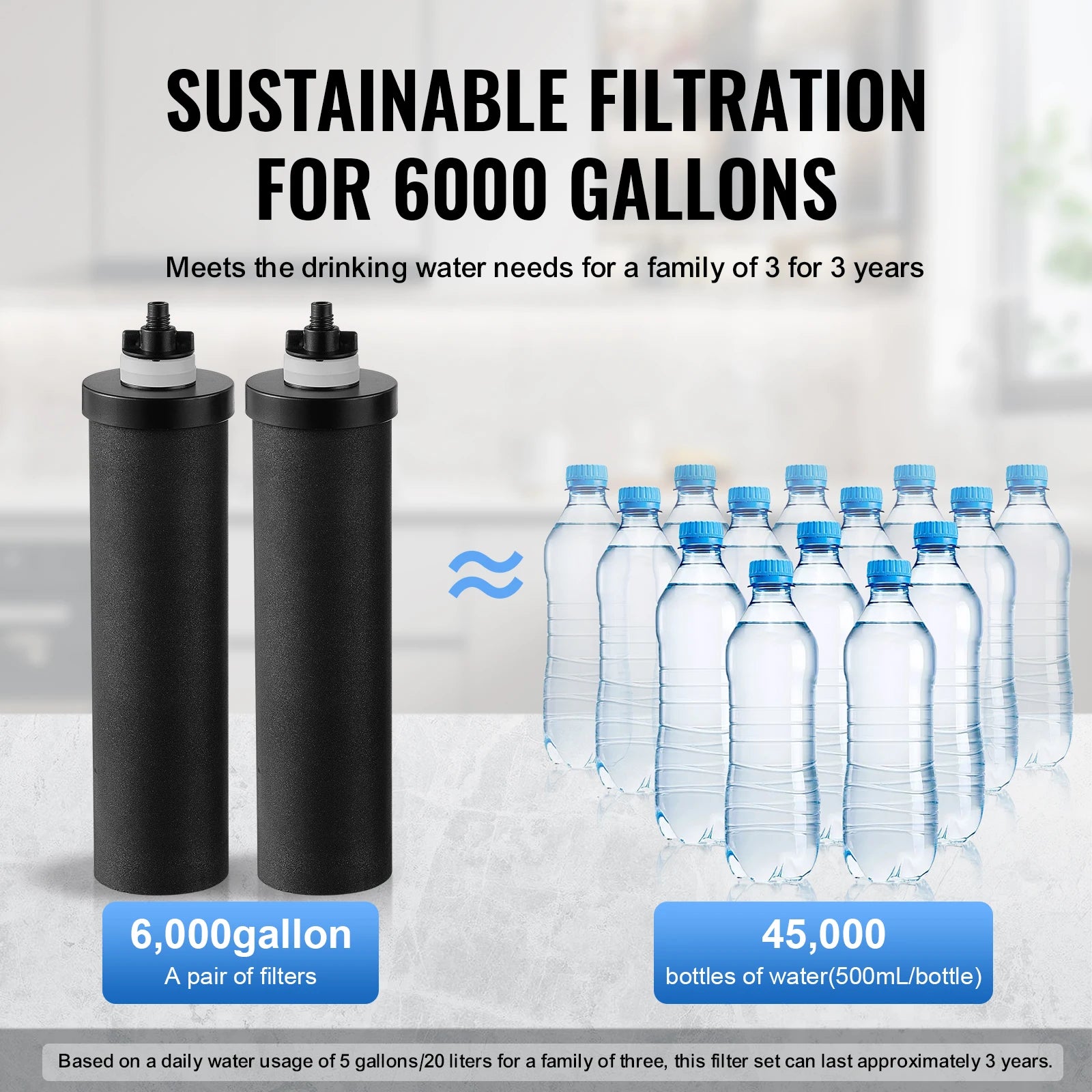 Water Filter System, Stainless Steel, 2 Carbon Filters