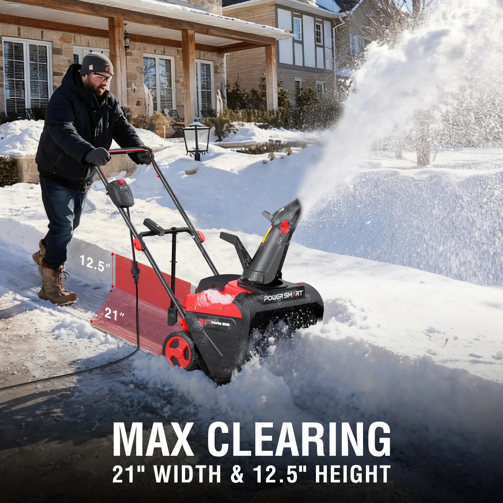 Snow Thrower, 21" Electric LED Lightweight