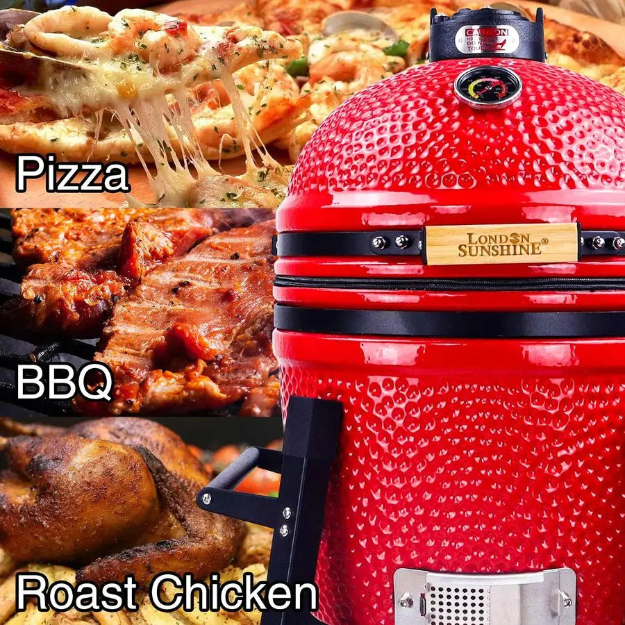 Charcoal Grill & Smoker, BBQ Stainless Steel Grates Ceramic, Stand