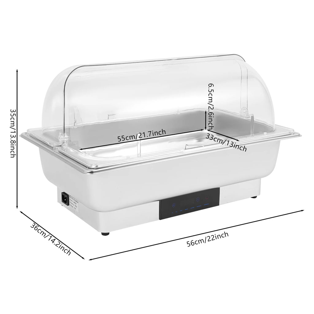 Electric Heating 9L Chafing Dish Buffet Chafer| Touch Control Stainless Steel Catering Warmer Server