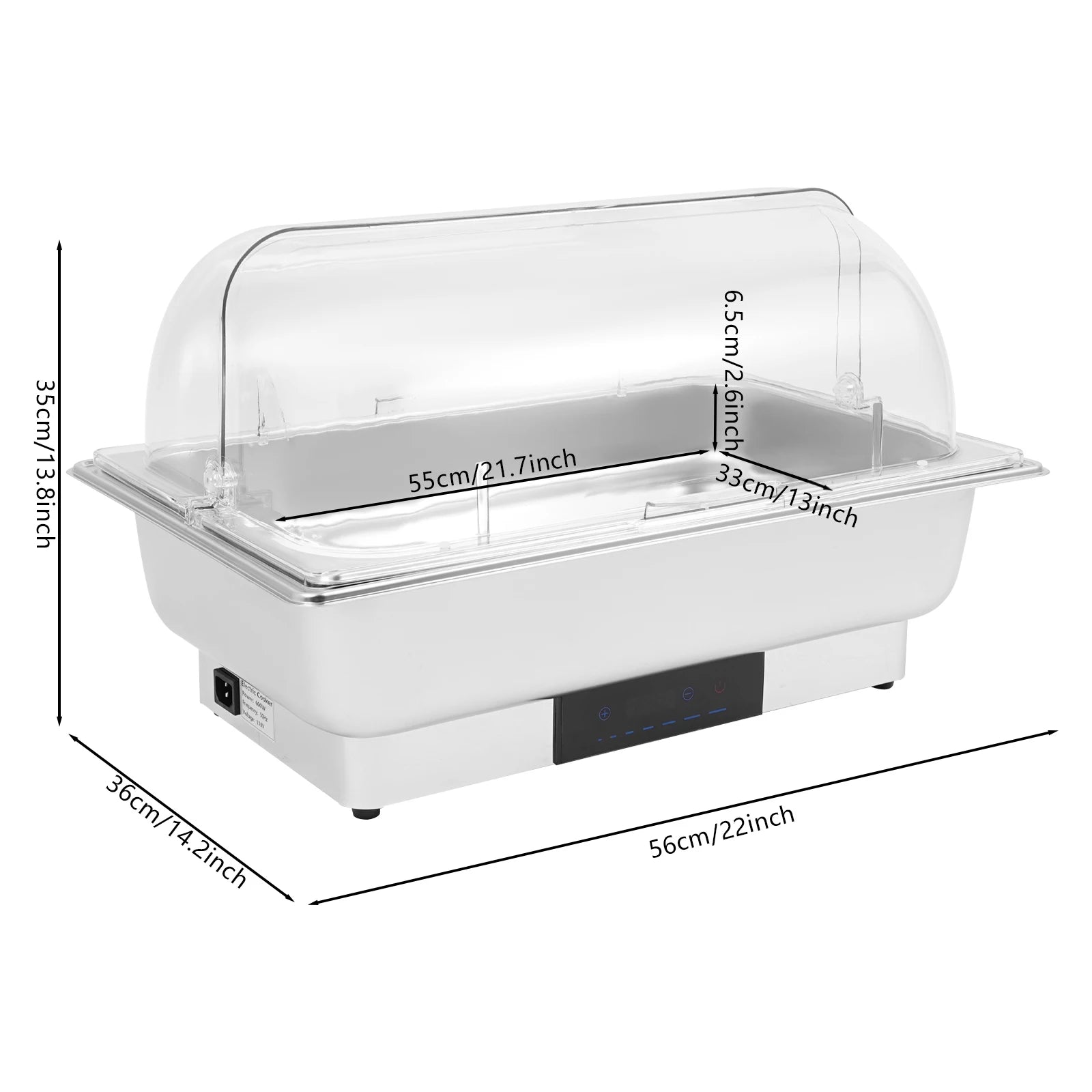 Electric Heating 9L Chafing Dish Buffet Chafer| Touch Control Stainless Steel Catering Warmer Server