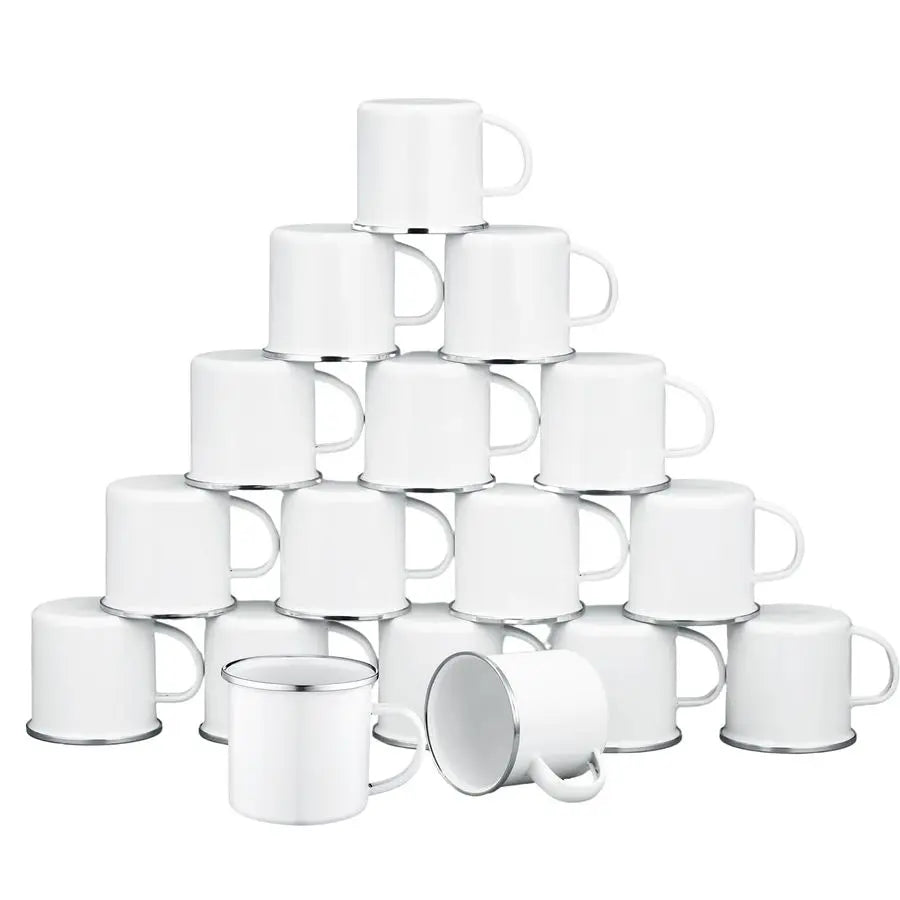 Mugs, 24-Pcs White Enamel