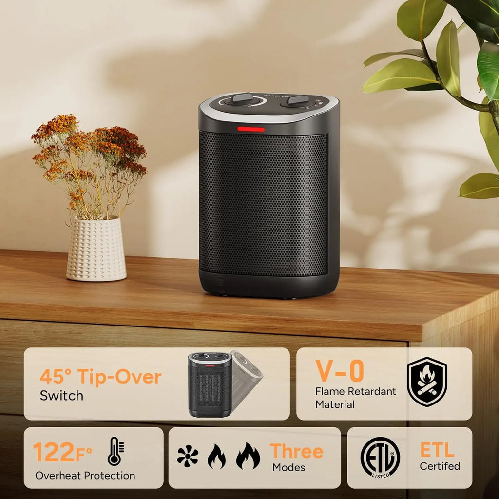 Space Heater, Portable 1500W Indoor Ceramic w/ Thermostat