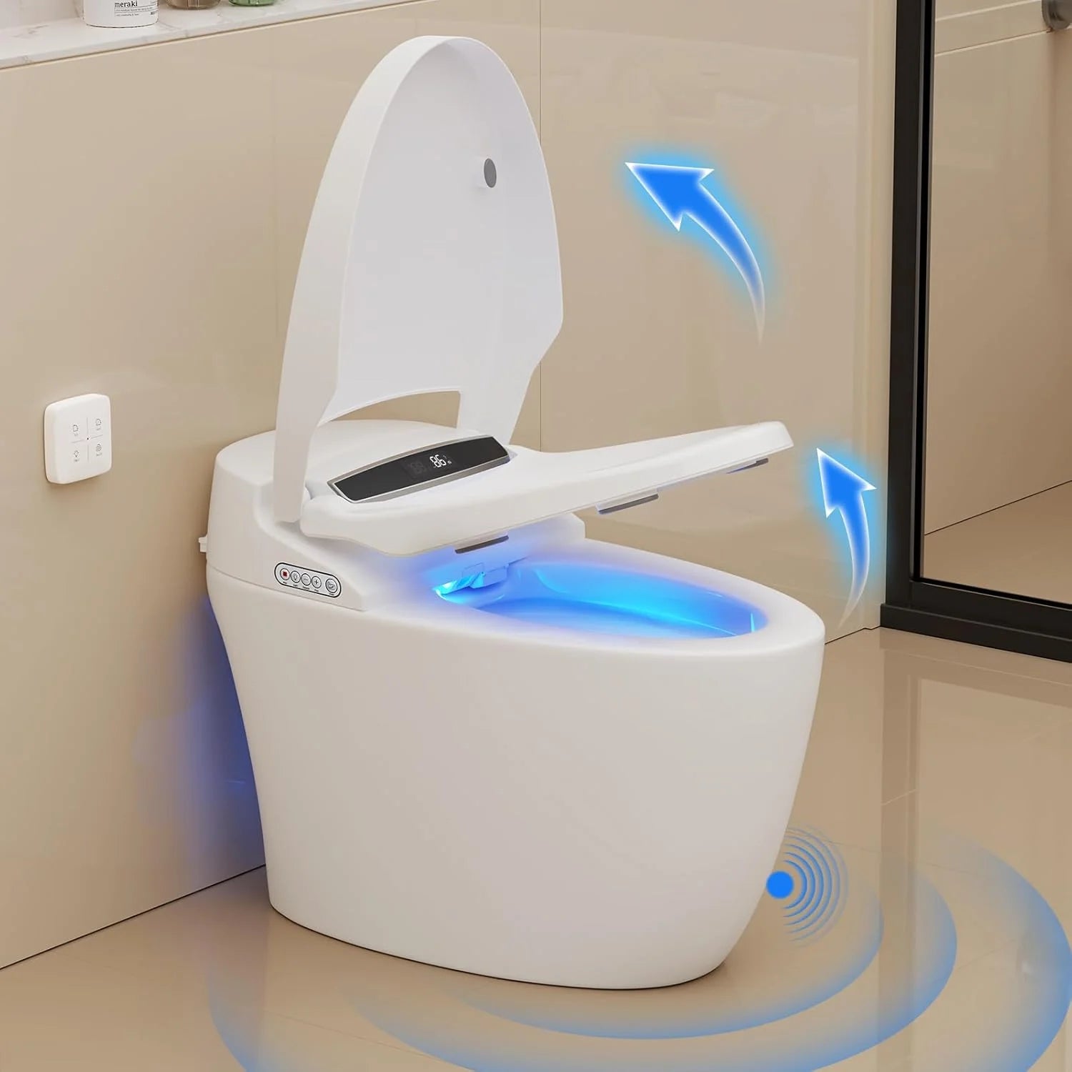 Tankless Toilet, Smart Heated Seat Night Light Auto Flush