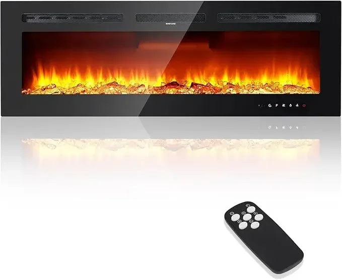 Bestseller50 Inch Wall-Mounted Electric Fireplace with Recessed Design, 12 Flame Color Options, Remote and Timer Controls, Touch