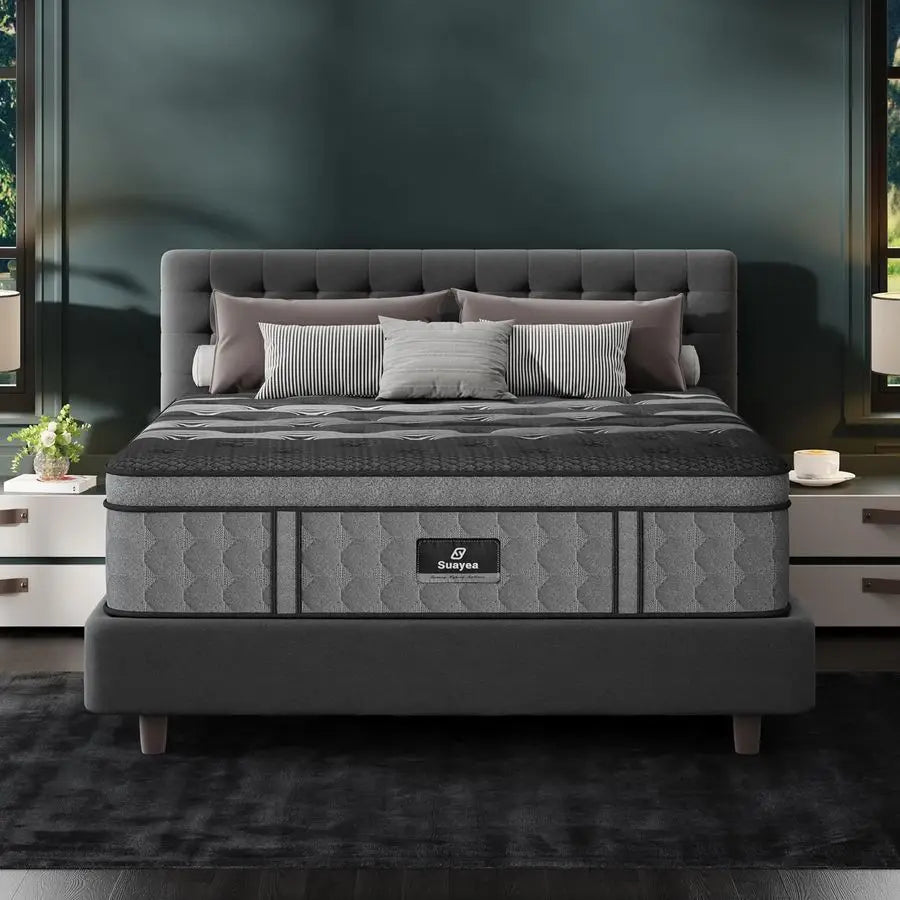 Size Mattress 14 Inch, Hybrid King Mattress in a Box, Cooling Memory Foam Mattresses with Individual Pocket Springs, Pressure R
