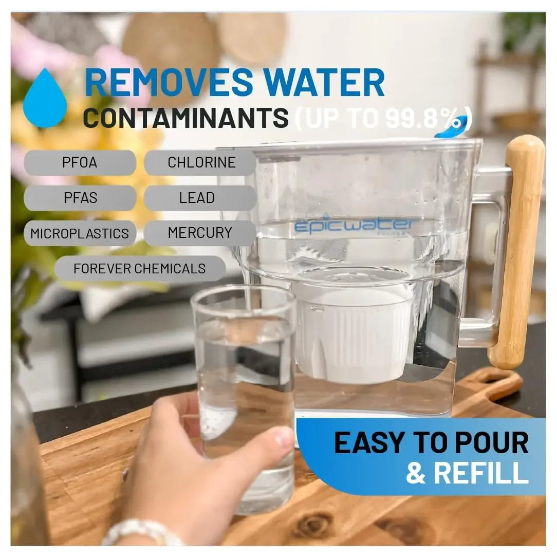 Water Filter Pitcher, 10-Cup BPA-Free, Fluoride, Chlorine, Lead