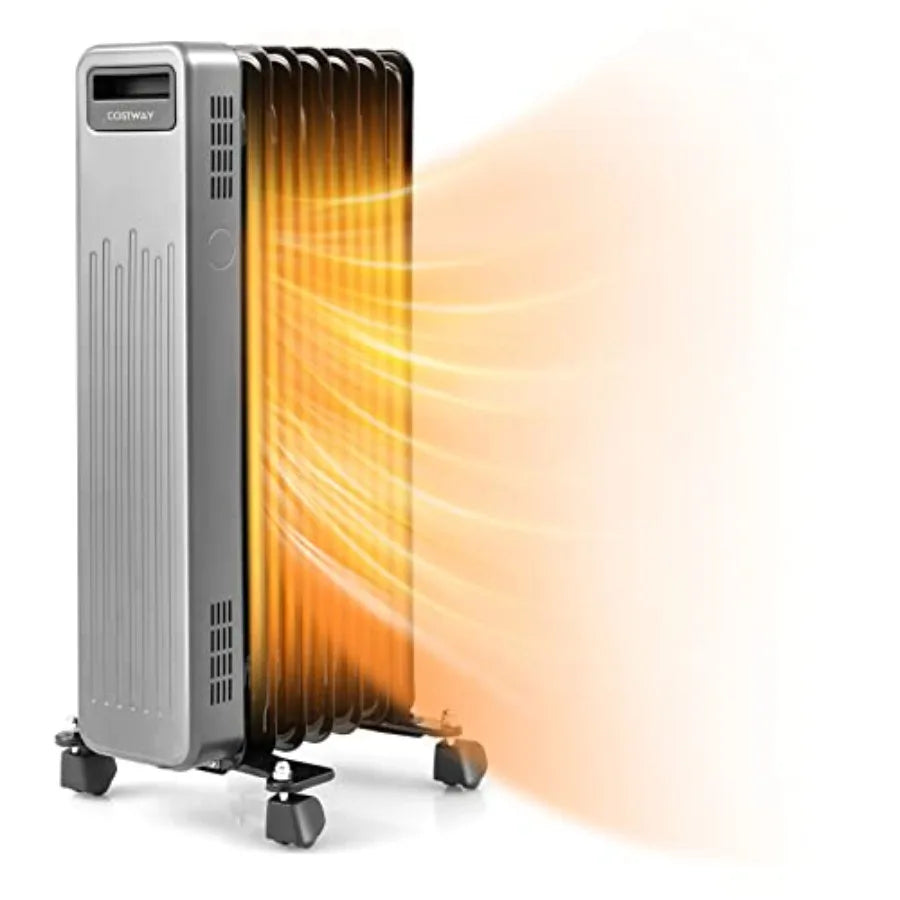 Heater, Electric Oil-Filled Radiator 1500W w/ Wheels