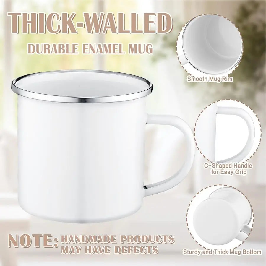 Mugs, 24-Pcs White Enamel