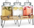 Drink Dispenser, 1.5 Gal Glass 3-Pack W/ Stand