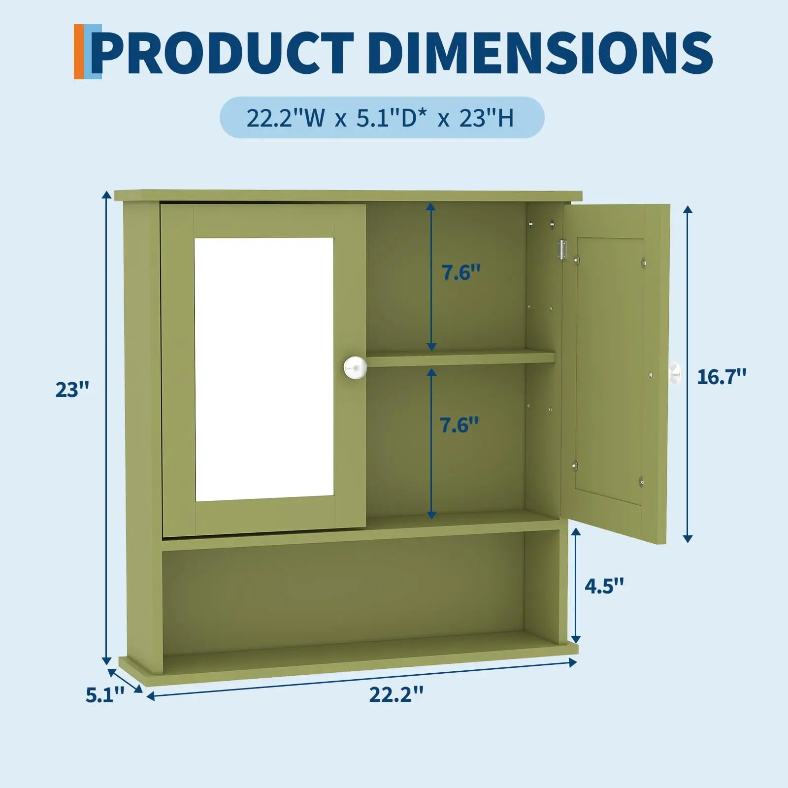 Wall Mounted Medicine Cabinet With Mirror, Adjustable Shelves, Over Toilet Storage, Rustic Modern Bathroom Kitchen Cabinet