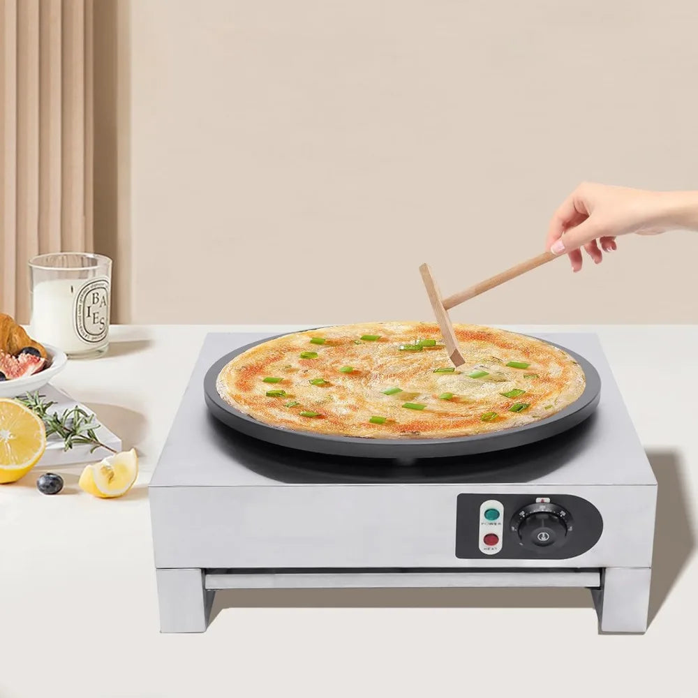 Crepe Maker w/ Rolling Flat Tool Electric Pancake Non-Stick