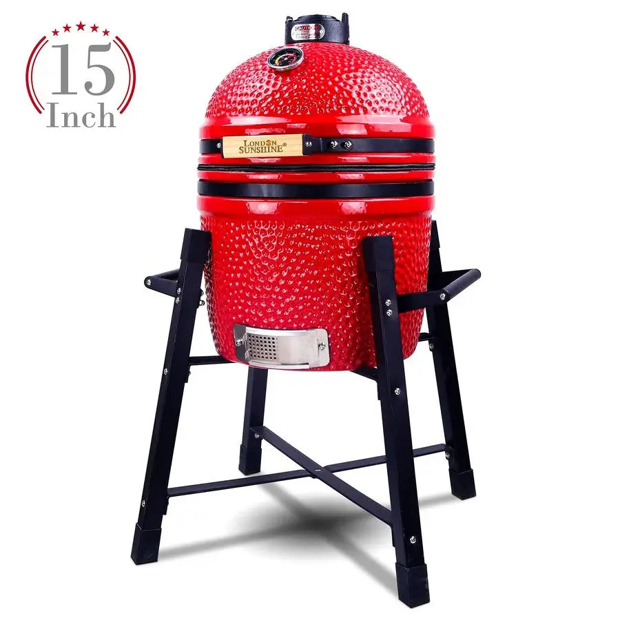 Charcoal Grill & Smoker, BBQ Stainless Steel Grates Ceramic, Stand