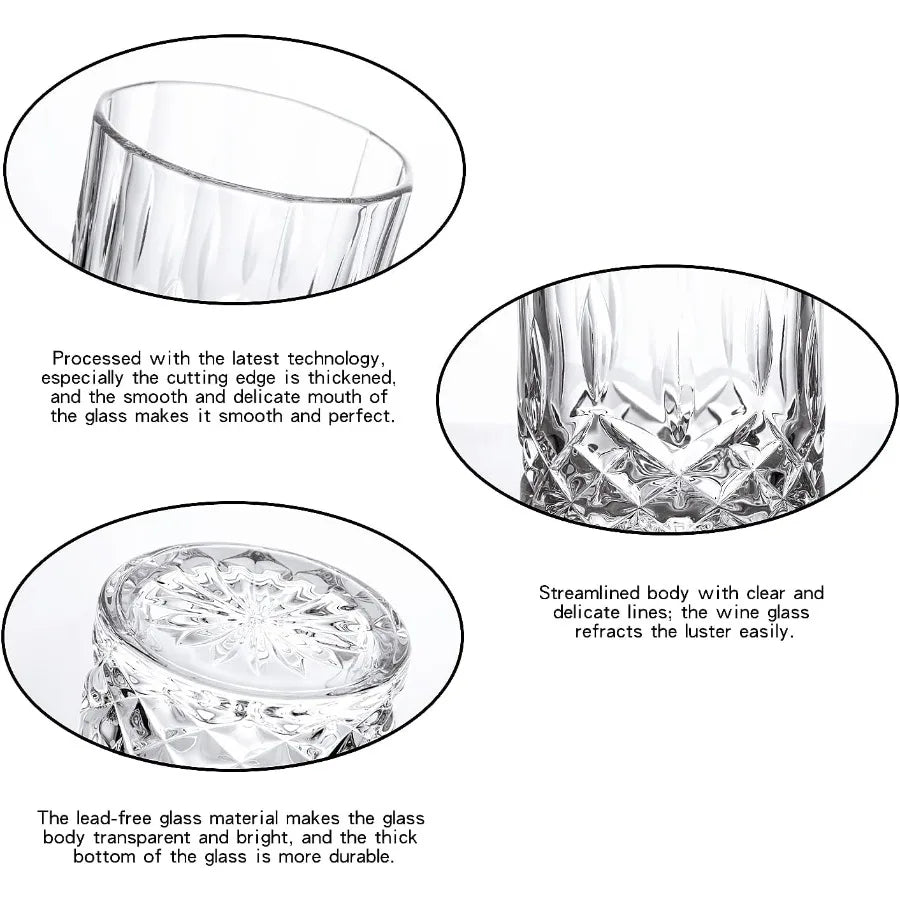 Whiskey Glasses, Set of 4 Rock 11 oz Lead-Free Crystall