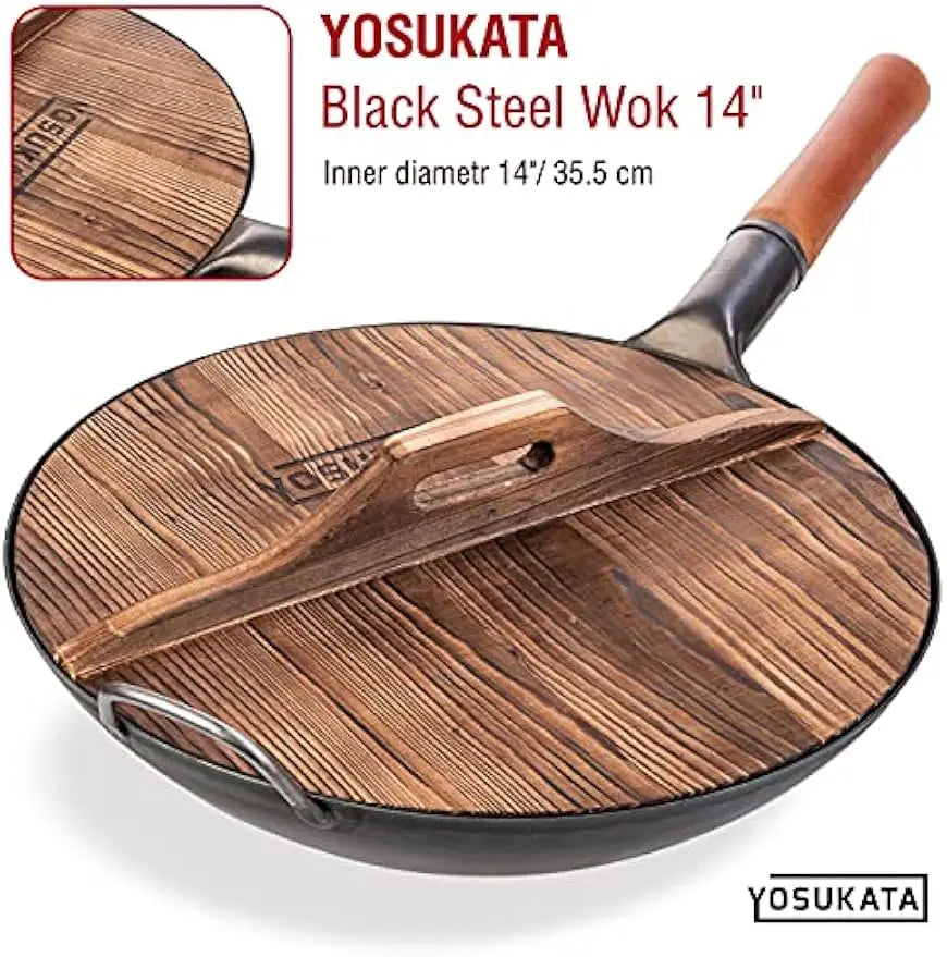 Wok Lid, Wood 14 In Ergonomic