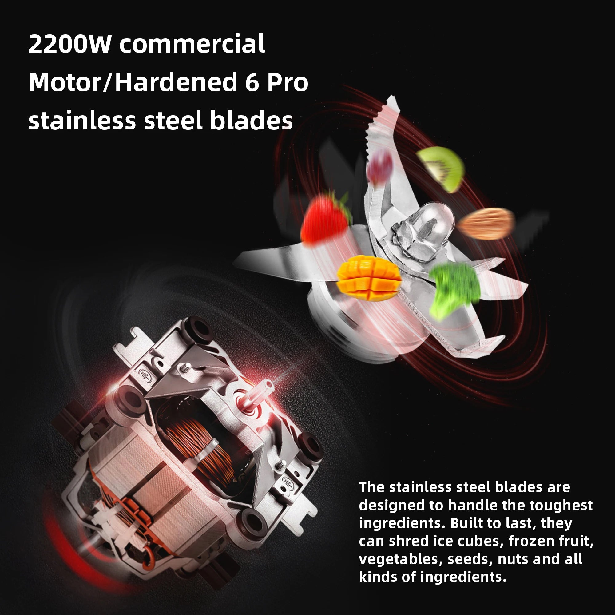 Blender Mixer Juicer, 2L Food Processor Ice Smoothies Fruit BPA Free