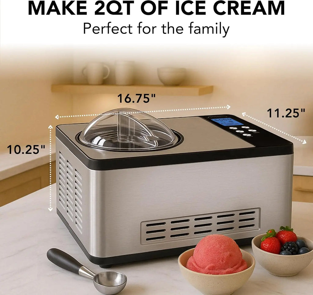 Ice Cream Maker, 2.1 Qt, Digital Display