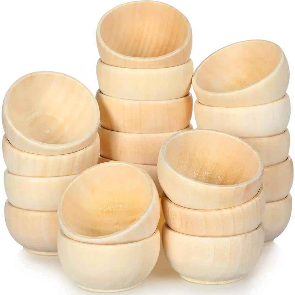 Mini Bowls, Small 40 Pcs Unfinished Wood