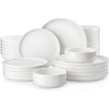 MALACASA Plates and Bowls Sets 24 Pieces Modern Porcelain Dinnerware Set for 6 Ceramic Dishware Dishes White Kitchen Dinner Din
