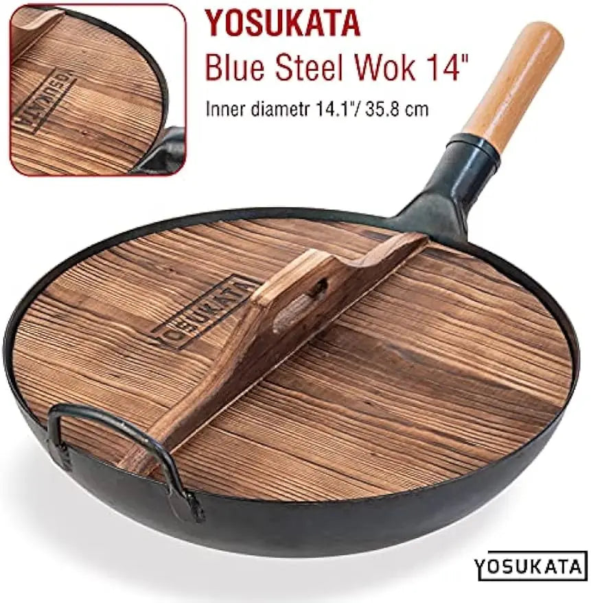 Wok Lid, Wood 14 In Ergonomic