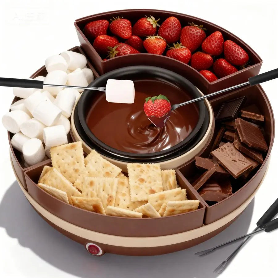 Fondue Pot Electric Rotating 4 Trays