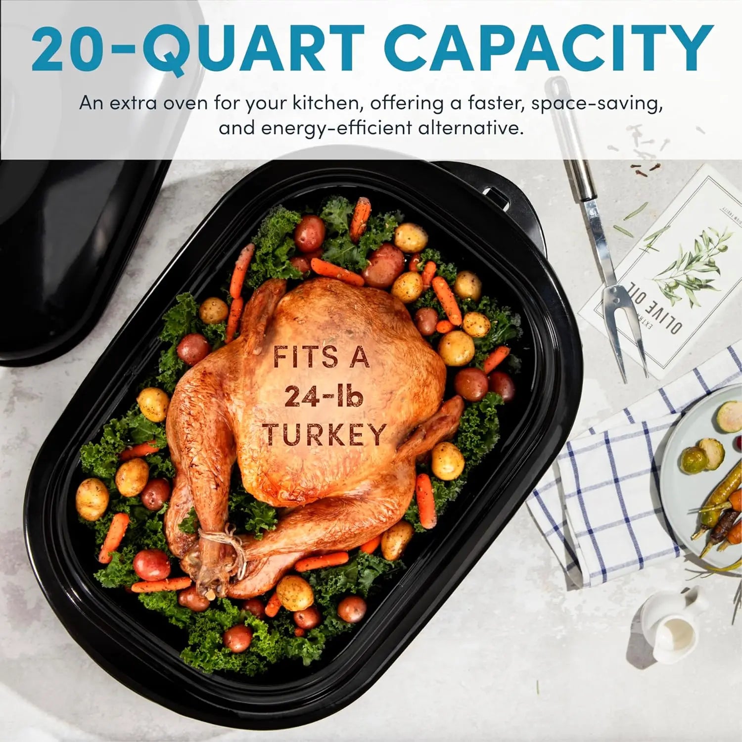 Roaster Oven, Electric Self-Basting, 20Qt. Fits 24-lb Turkey