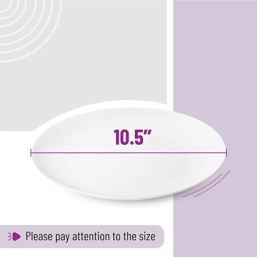 BTaT- White Dinner Plates 10.5 inch Set of 12 Restaurant Dishes White Porcelain Dinner Plates Christmas Gifts