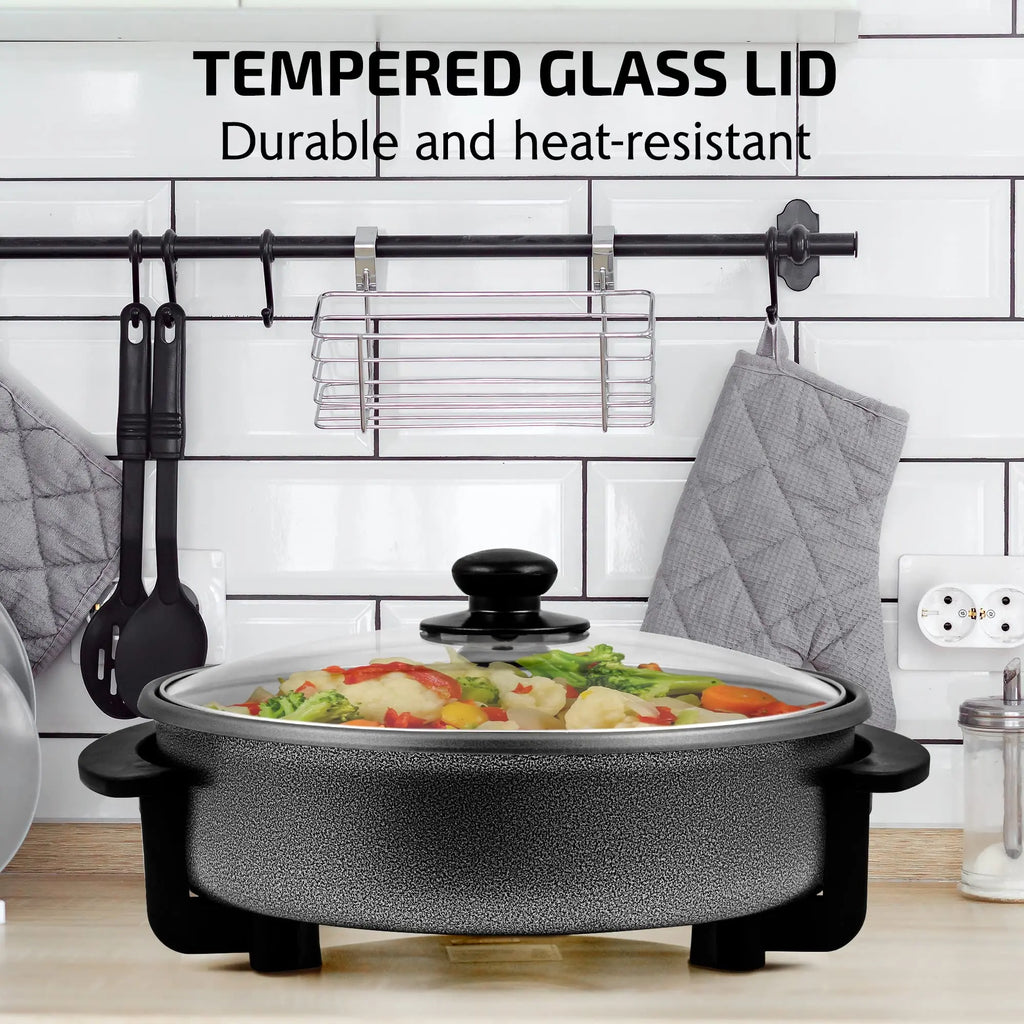 Electric Skillet Pan w/ Glass Lid Non-stick 12 Inch