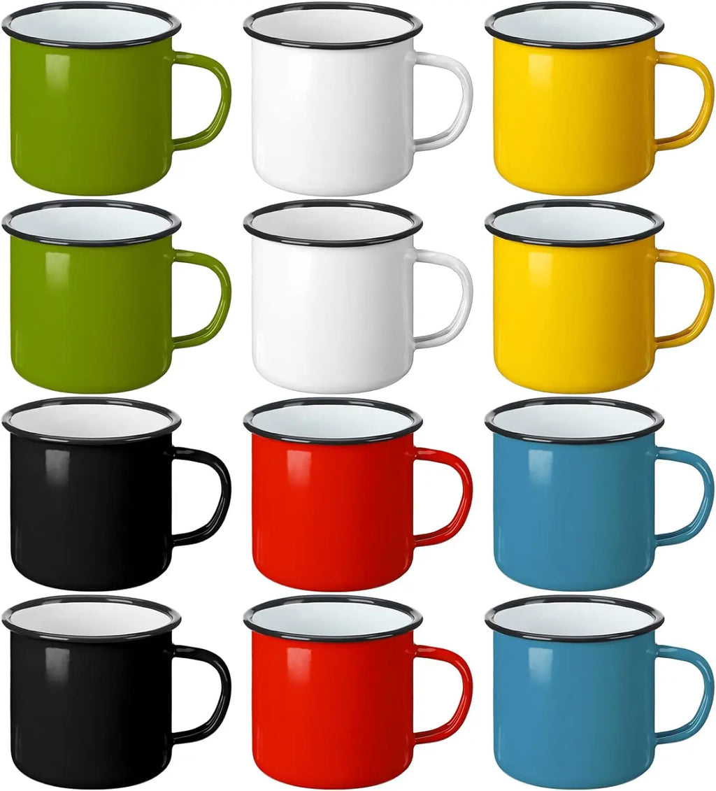 Mugs, 12-Pack Enamel Coated Metal 12 oz