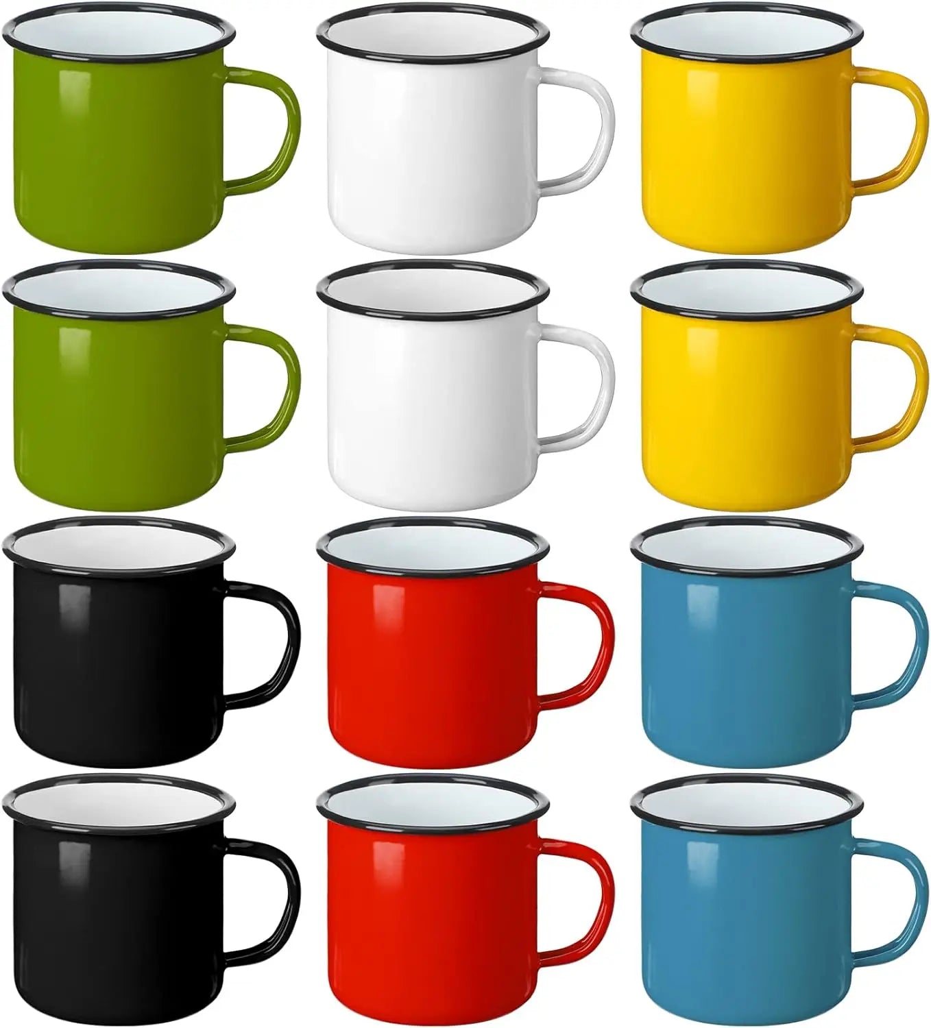 Mugs, 12-Pack Enamel Coated Metal 12 oz