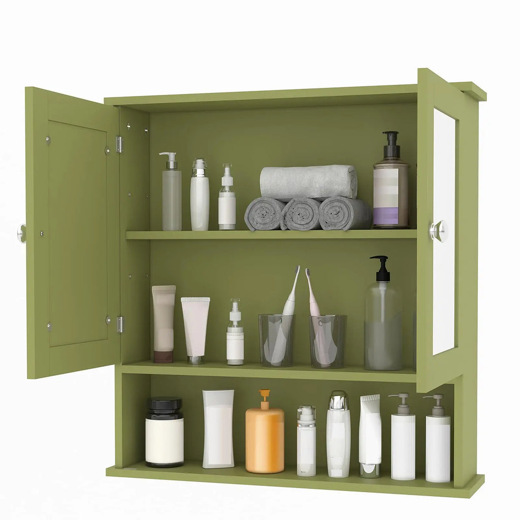 Wall Mounted Medicine Cabinet With Mirror, Adjustable Shelves, Over Toilet Storage, Rustic Modern Bathroom Kitchen Cabinet