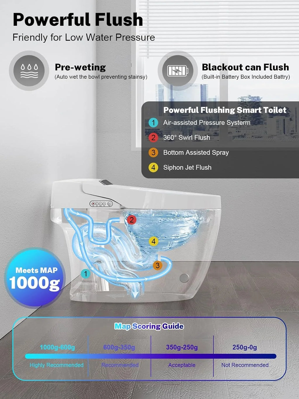 Tankless Toilet, Smart Heated Seat Night Light Auto Flush