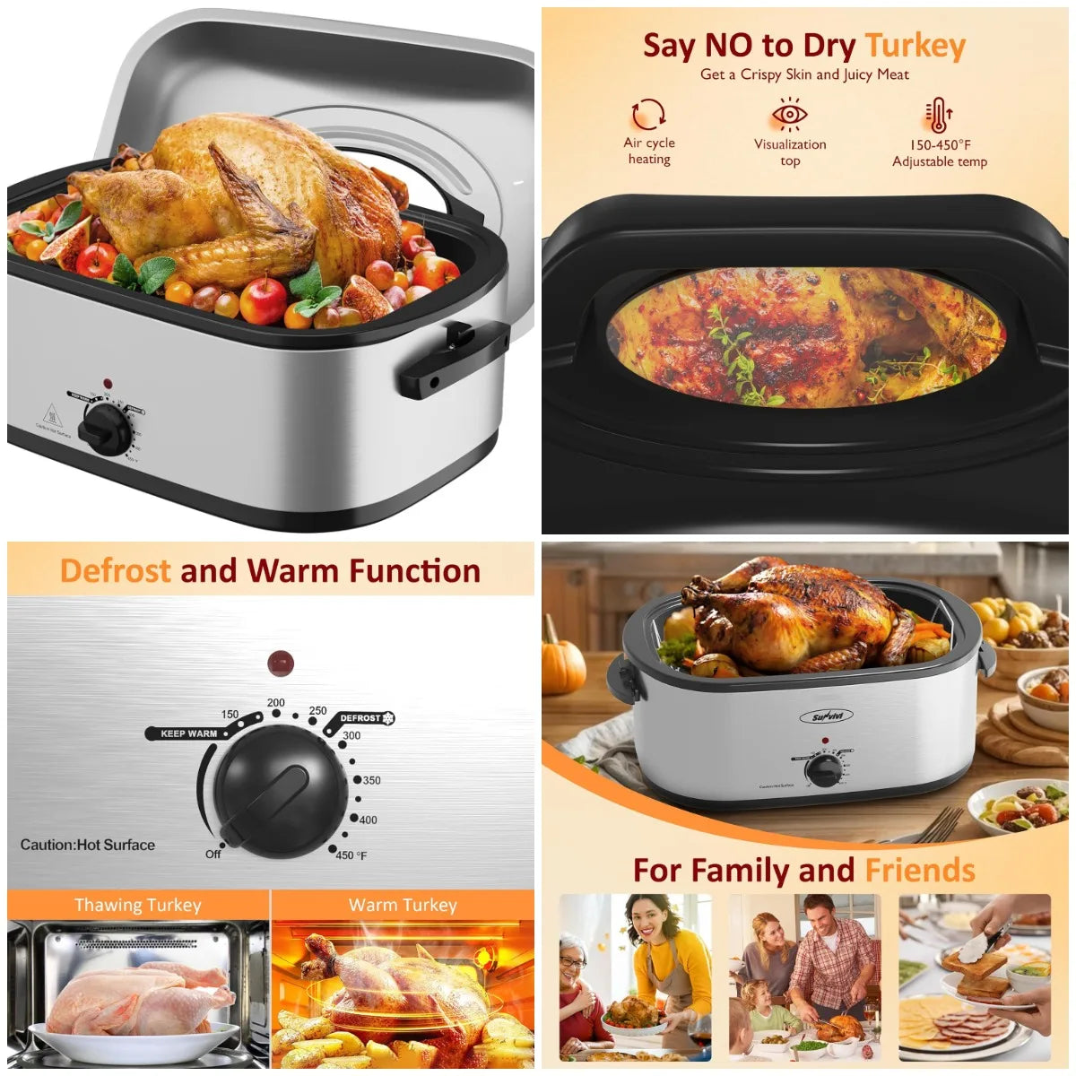 Roaster Oven, Electric Self-Basting, 24 Qt Removable Pan