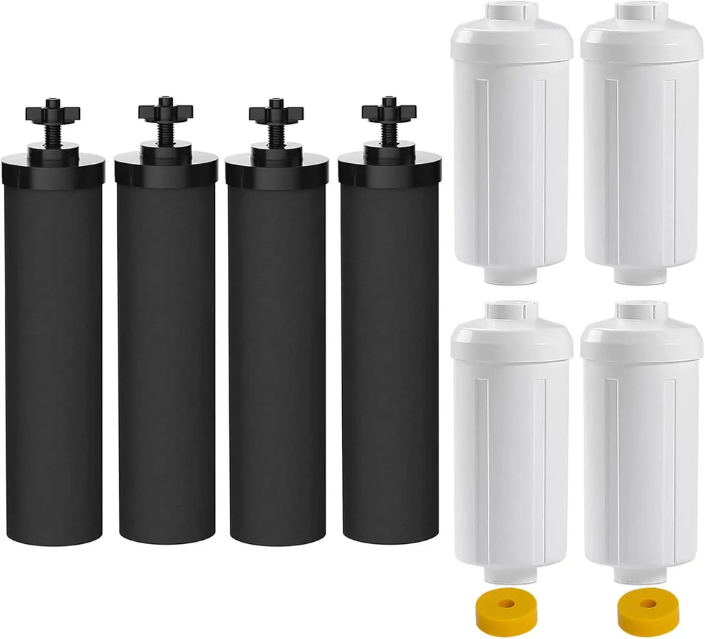 Water Filter Replacement, 4 Black & 4 Fluoride Filters