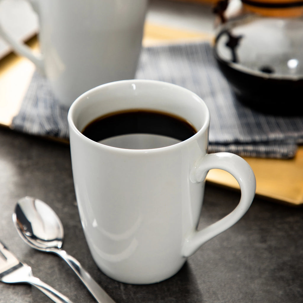 Mugs, 6 Pieces White Porcelain