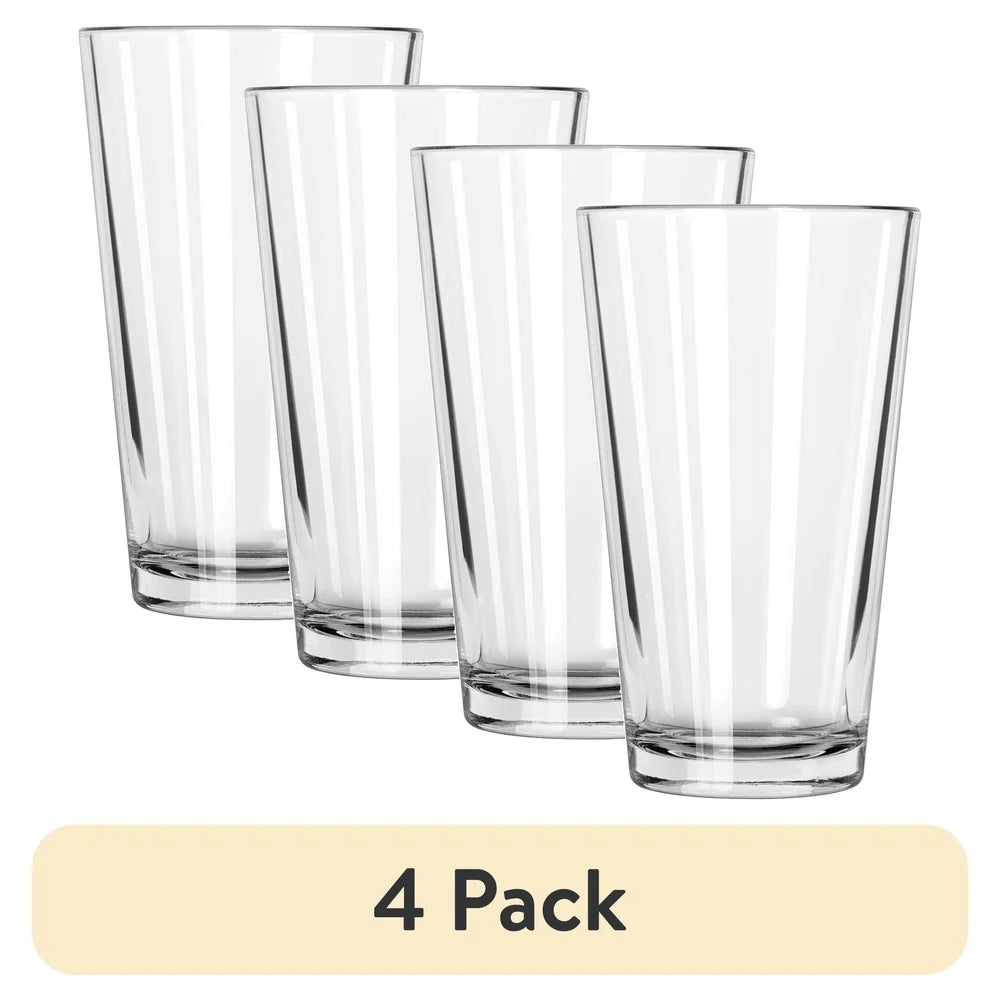 Glasses, 4-Pack 16oz Tumbler Clear Beer Water Dishwasher Safe