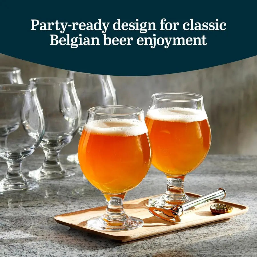 Beer Glasses, 13 oz Set of 6 Tulip Belgian Ales
