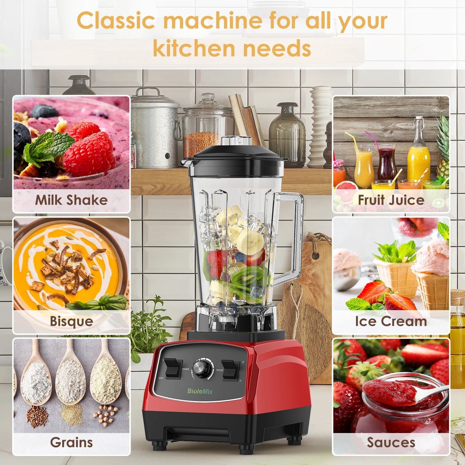Blender Mixer Juicer, Ice Smoothie Fruit BPA-Free