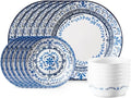 Vitrelle 18-Piece Service for 6 Dinnerware Set, Triple Layer Glass and Chip Resistant, Lightweight Round Plates and Bowls