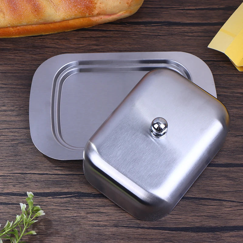Butter Dish w/ Lid Retro French Stainless Steel