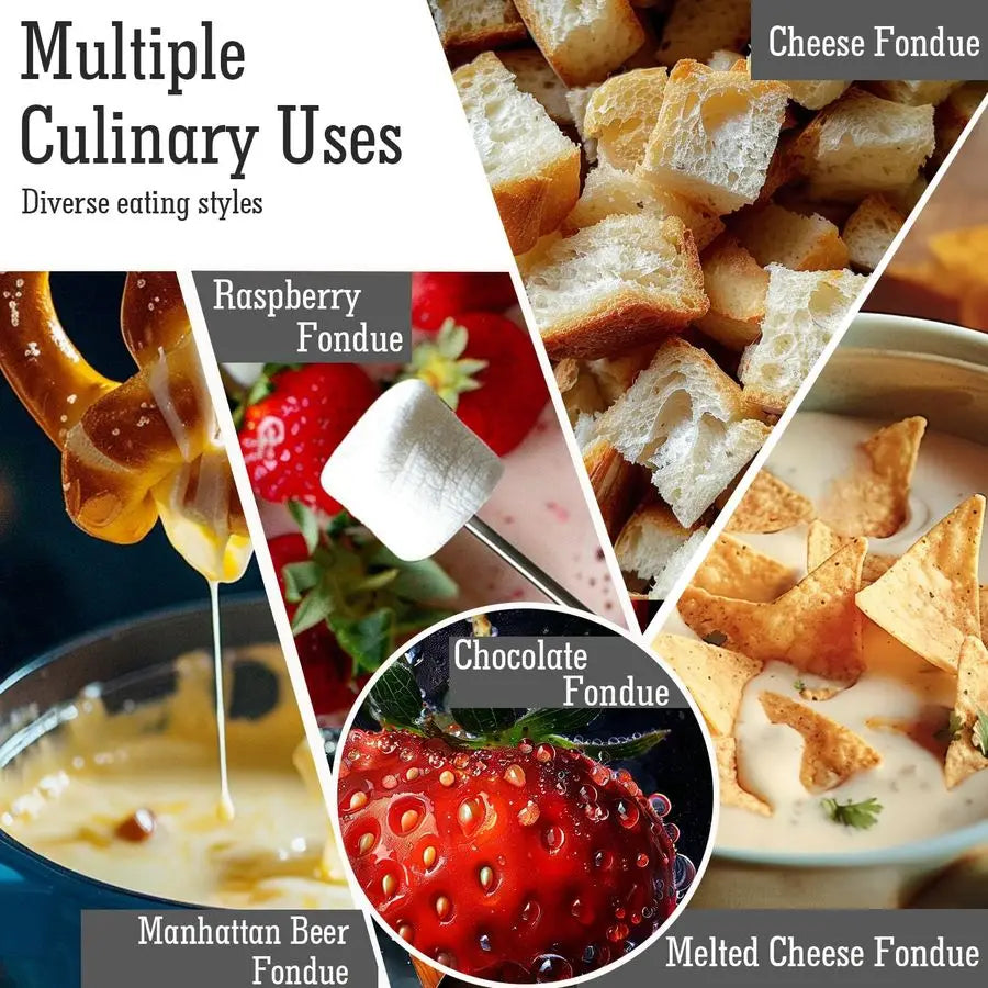 Fondue Set, 2L Ceramic 6 Fondue Forks, Swiss