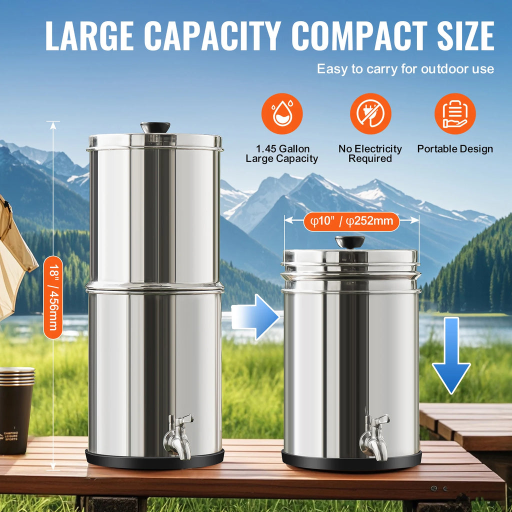 Water Filter System, Stainless Steel, 2 Carbon Filters