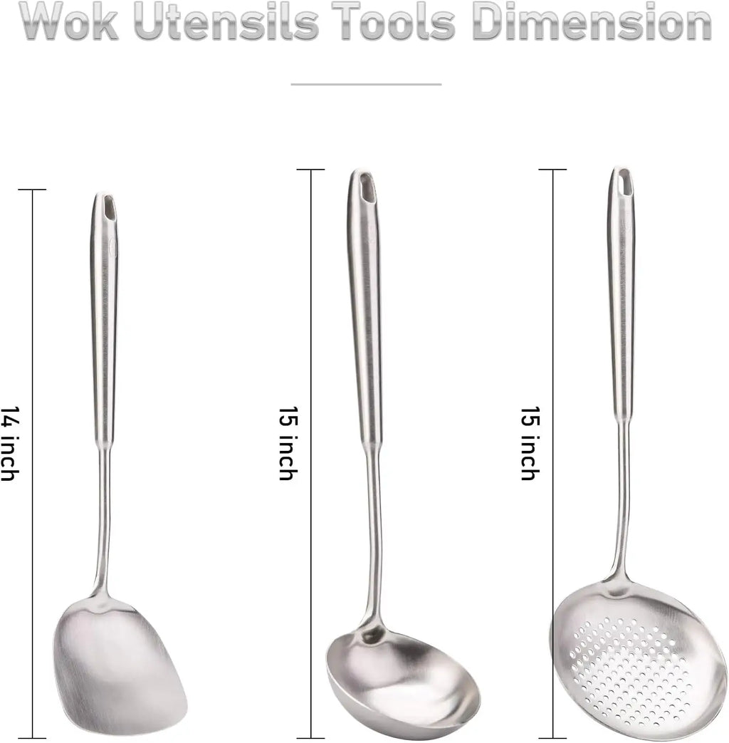 Wok Utensils, 4-Piece Stainless Steel