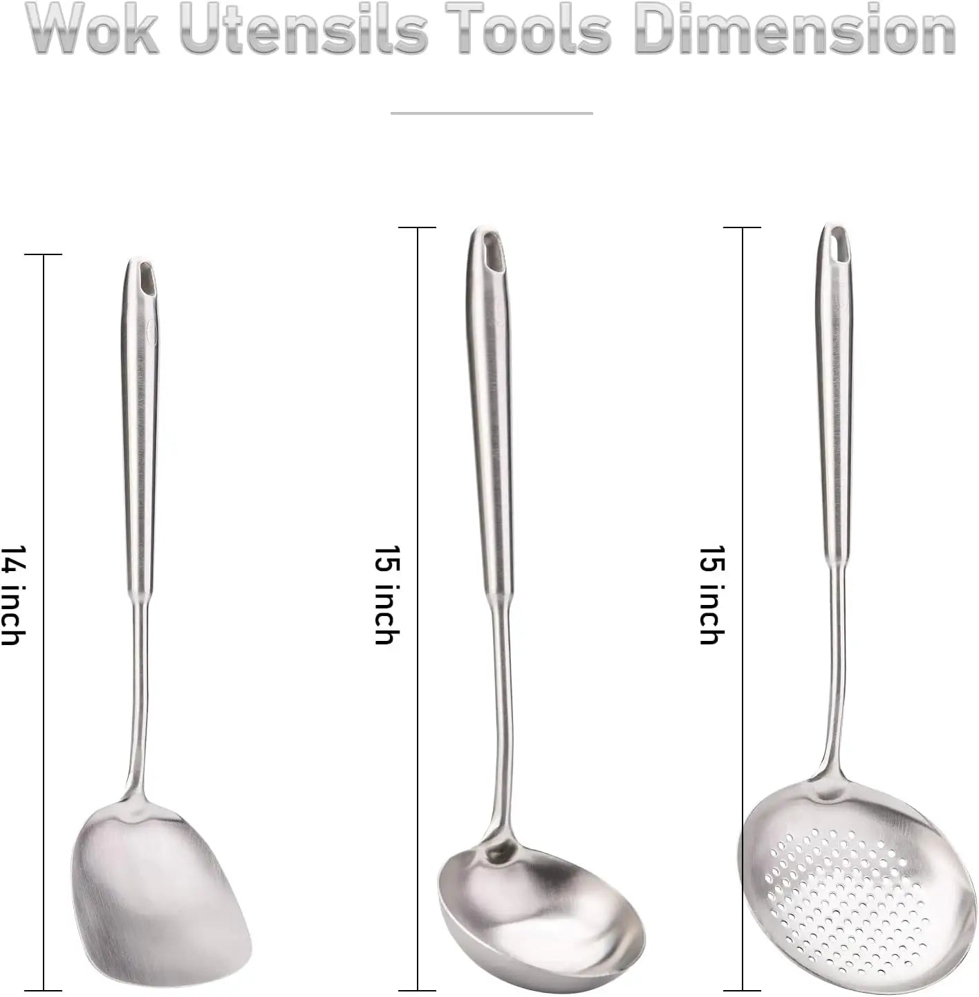 Wok Utensils, 4-Piece Stainless Steel