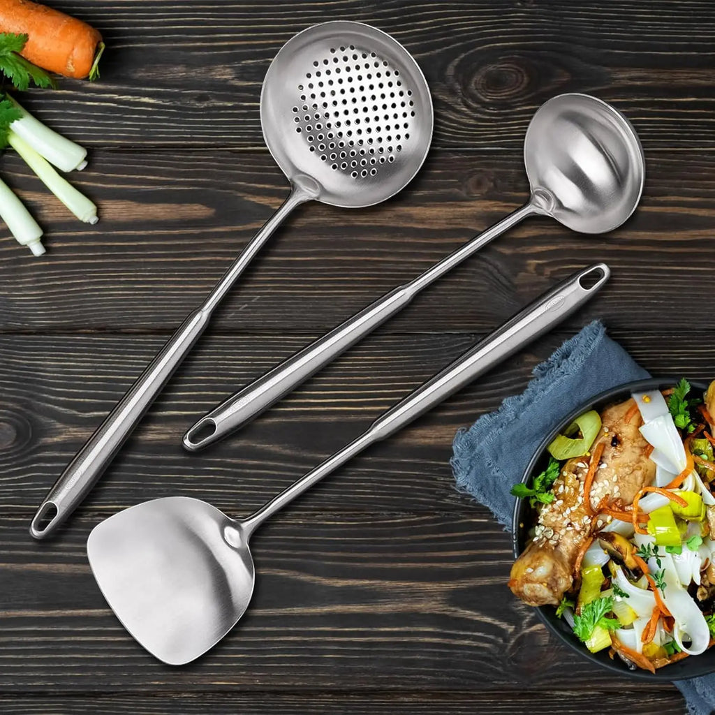Wok Utensils, 4-Piece Stainless Steel