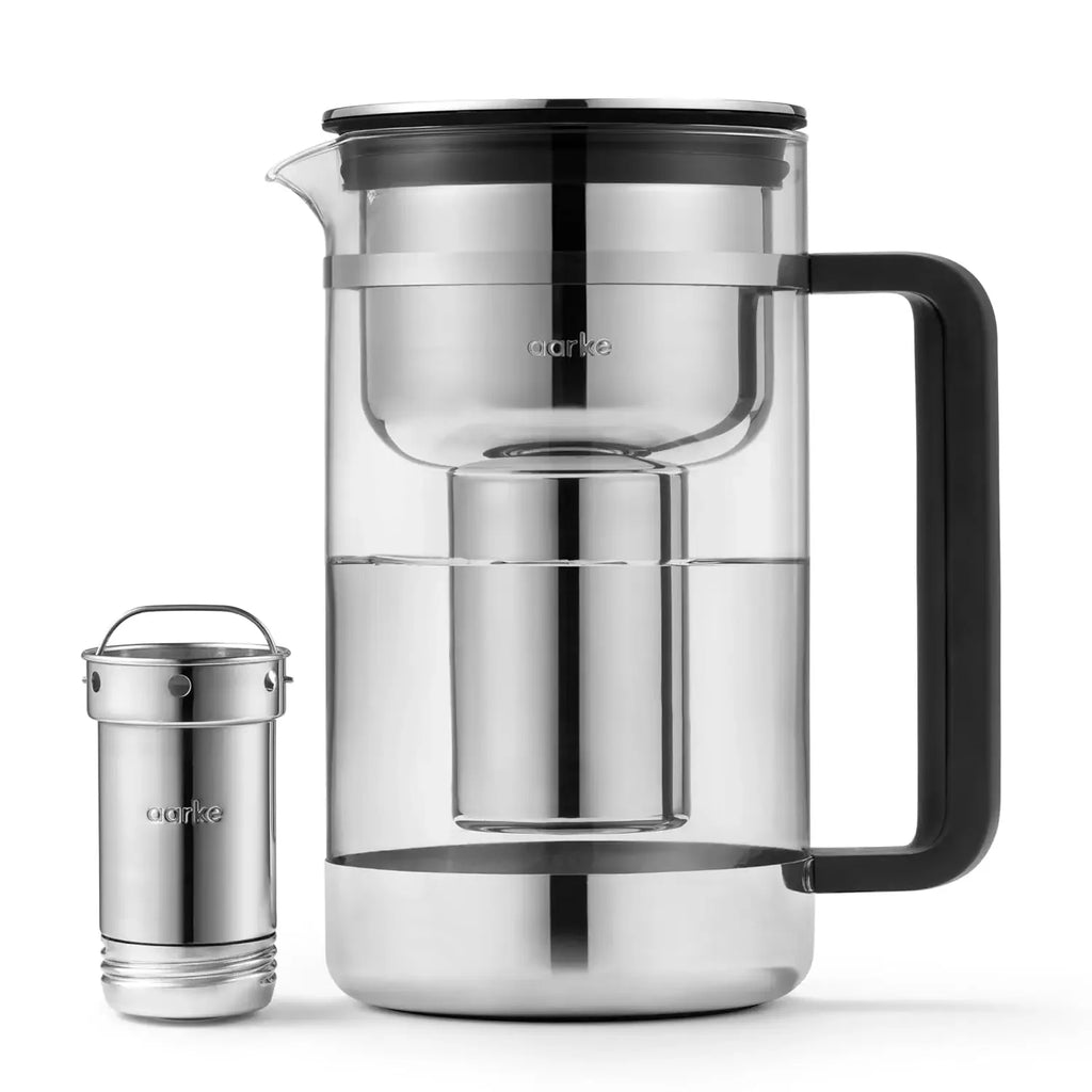 Water Filter Pitcher, Glass Stainless Steel, limescale, chlorine, copper 7-cups