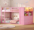 Bunk Bed Twin Over Twin with 6 Large Fabric Drawers & 4 Wooden Storage Bookshelf Organizer, Metal Low Bunk Bed for, Customized