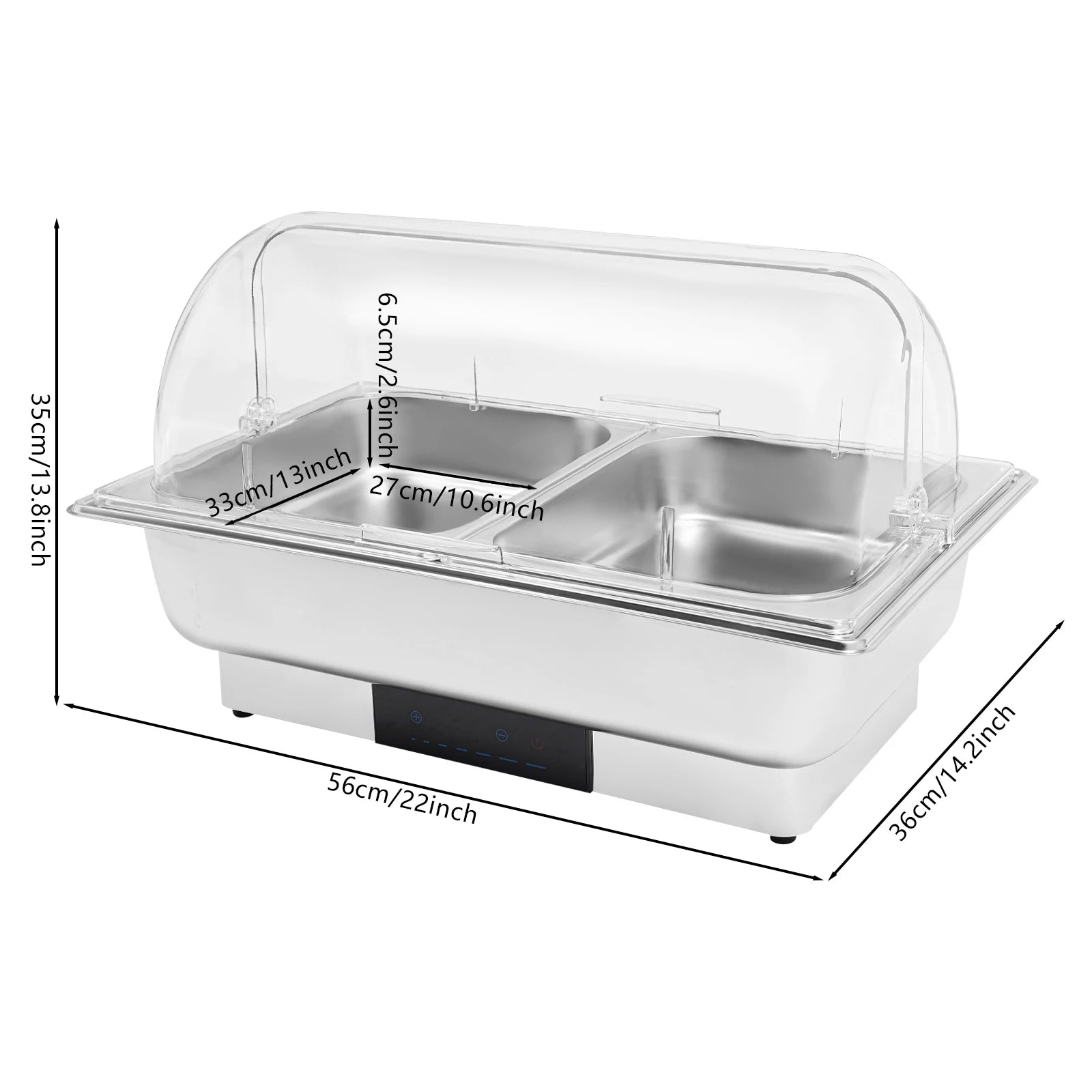Electric Heating 9L Chafing Dish Buffet Chafer| Touch Control Stainless Steel Catering Warmer Server