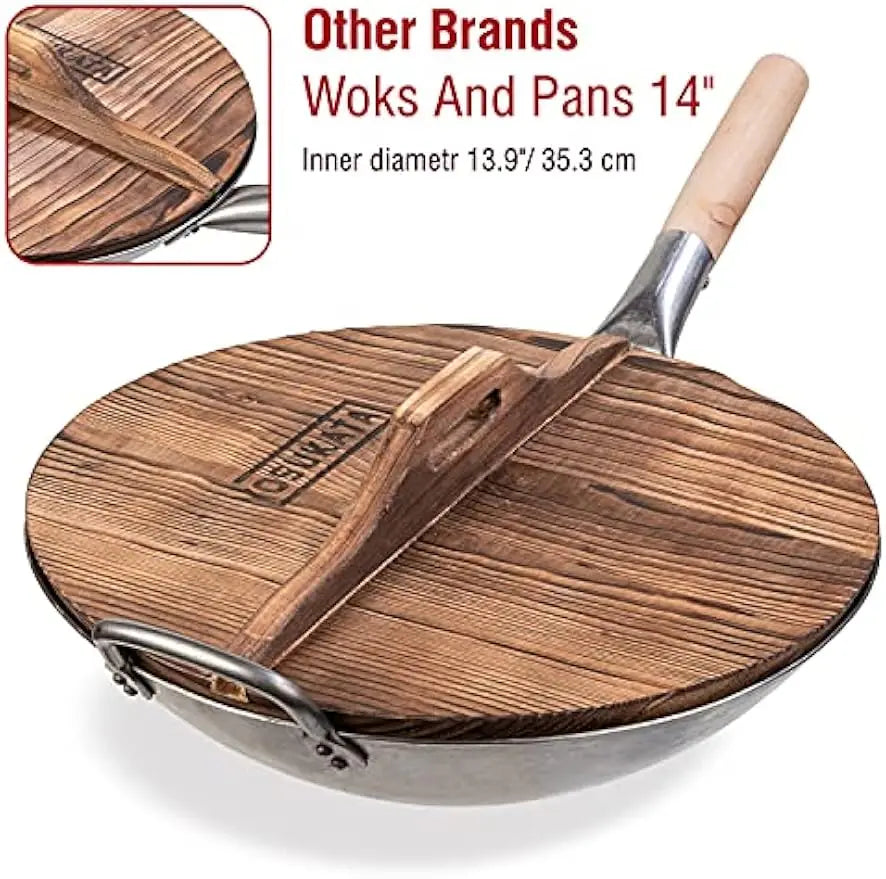 Wok Lid Wood 14 Inch Ergonomic